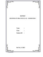 (TIỂU LUẬN) REPORT BUSINESS IN PRACTICE 21 22 – SEMESTER 1 