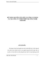 Luận văn kế TOÁN NGUYÊN vật LIỆU và CÔNG cụ DỤNG cụ tại CÔNG TY TNHH THIẾT bị CÔNG NGHỆ TAM sơn 