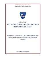 (TIỂU LUẬN) PHÂN TÍCH và THIẾT kế hệ THỐNG THÔNG TIN đề tài xây DỰNG ỨNG DỤNG QUẢN lý bán HÀNG mỳ CAY SASIN  