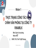(TIỂU LUẬN) THỰC TRẠNG CÔNG tác HÀNH CHÍNH văn PHÒNG tại CÔNG TY VINAMILK 
