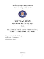 BÀI THẢO LUẬN học PHẦN QUẢN TRỊ học đề tài PHÂN TÍCH CHỨC NĂNG tổ CHỨC của CÔNG TY UNILEVER VIỆT NAM 