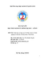 BÀI tập lớn học PHẦN KINH tế CHÍNH TRỊ mác – LÊNIN đề tài trình bày lý luận của CN mác lênin về thất nghiệp và liên hệ với thực tiễn ở việt nam 