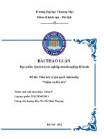 BÀI THẢO LUẬN học phần quản trị tác nghiệp doanh nghiệp lữ hành đề tài phân tích và giải quyết tình huống nhiệm vụ đầu tiên 