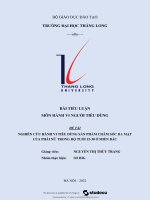 Nghiên cứu hành vi tiêu dùng sản phẩm chăm sóc da mặt của phái nữ trong độ tuổi 15 30 ở miền bắc 