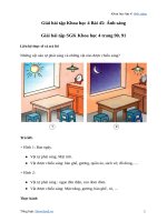 Khoa học lớp 4 bài 45 ánh sánggiải bài tập khoa học lớp 4 trang 90 