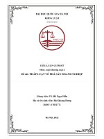 (TIỂU LUẬN) TIỂU LUẬN CUỐI kỳ môn luật thương mại 2 đề tài PHÁP LUẬT về PHÁ sản DOANH NGHIỆP 