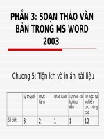 SOẠN THẢO VĂN BẢN TRONG MS WORD 2003