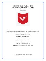 MÔN học IMC TRUYỀN THÔNG MARKETING TÍCH hợp đề tài TH TRUE MILK 