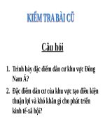 ĐẶC ĐIỂM KINH TẾ CÁC NƯỚC ĐÔNG NAM Á