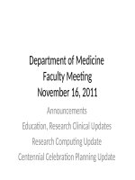 Department of Medicine Faculty Meeting
