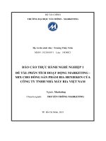 ĐỀ tài PHÂN TÍCH HOẠT ĐỘNG MARKETING   MIX CHO DÒNG sản PHẨM BIA HENIEKEN của CÔNG TY TNHH NHÀ máy BIA VIỆT NAM 