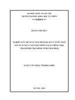 Luận văn thạc sĩ HUS nghiên cứu, đề xuất giải pháp quản lý nước thải sản xuất dựa vào cộng đồng tại xã đông thọ, thành phố thái bình, tỉnh thái bình 
