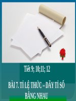 Ỉ LỆ THỨC – DÃY TỈ SỐ BẰNG NHAU