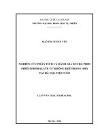 Luận văn thạc sĩ HUS nghiên cứu phân tích và đánh giá rủi ro phơi nhiễm PHTHALATE từ không khí trong nhà tại hà nội, việt nam   8440112 