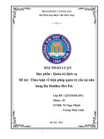 BÀI THẢO LUẬN học phần  quản trị dịch vụ đề tài  thảo luận về biện pháp quản trị cầu tại nhà hàng lẩu hadilao hot pot 