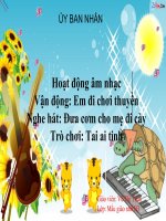 Hoạt động âm nhạc Vận động: Em đi chơi thuyền Nghe hát: Đưa cơm cho mẹ đi cày Trò chơi: Tai ai tinh