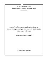 Các nhân tố ảnh hưởng đến việc sử dụng thông tin thành quả hoạt động và thành quả hoạt động của các đơn vị sự nghiệp công lập ở việt nam 