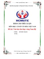 (TIỂU LUẬN) TIỂU LUẬN môn học cơ sở văn hóa VIỆT NAM đề tài văn hóa ẩm thực vùng nam bộ 