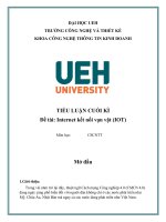 (TIỂU LUẬN) TIỂU LUẬN CUỐI kì đề tài internet kết nối vạn vật (IOT) 