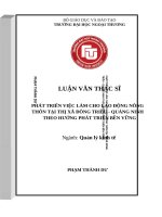 Phát triển việc làm cho lao động nông thôn tại địa bàn thị xã đông triều   quảng ninh theo hướng phát triển bền vững 