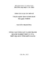 Tóm tắt: Nâng cao năng lực cạnh tranh doanh nghiệp nhỏ và vừa trên địa bàn tỉnh Kiên Giang.