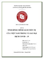 (TIỂU LUẬN) TIỂU LUẬN KINH tế vĩ mô đề tài TÌNH HÌNH CHÍNH SÁCH TIỀN tệ của VIỆT NAM TRONG và SAU đại DỊCH COVID – 19 