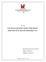 (TIỂU LUẬN) tiểu luận đề tài xây DỰNG lối SỐNG NGHĨA TÌNH TRONG SINH VIÊN ở TP  hồ CHÍ MINH HIỆN NAY 