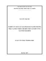 Luận văn thạc sĩ HUS nghiên cứu đề xuất giải pháp bảo vệ môi trường phục vụ phát triển chế biến thủy sản bền vững tại tỉnh thái bình 