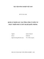 Luận văn thạc sĩ VNUA quản lý nhân lực tại tổng công ty đầu tư phát triển nhà và đô thị bộ quốc phòng 