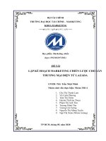 ĐỀ tài lập kế HOẠCH MARKETING CHIẾN lược CHO sàn THƯƠNG mại điện tử LAZADA 