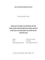 Luận văn thạc sĩ VNUA đánh giá tác động của mô hình chi trả dịch vụ môi trường đến hoạt động quản lý rừng dựa vào cộng đồng tại huyện ba bể, tỉnh bắc kạn 