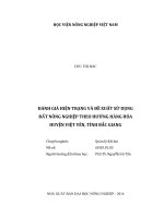 Luận văn thạc sĩ VNUA đánh giá hiện trạng và đề xuất sử dụng đất nông nghiệp theo hướng hàng hóa huyện việt yên, tỉnh bắc giang 