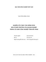 Luận văn thạc sĩ VNUA nghiên cứu thực thi chính sách bảo vệ môi trường của doanh nghiệp trong các khu công nghiệp tỉnh bắc ninh 