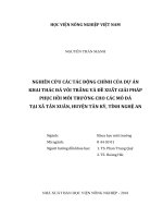 Luận văn thạc sĩ VNUA nghiên cứu các tác động chính của dự án khai thác đá vôi trắng và đề xuất giải pháp phục hồi môi trường cho các mỏ đá tại xã tân xuân, huyện tân kỳ, tỉnh nghệ an 