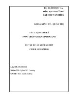 (TIỂU LUẬN) TIỂU LUẬN CUỐI kỳ môn KHỞI NGHIỆP KINH DOANH đề tài dự án KHỞI NGHIỆP CYBER 102 GAMING 
