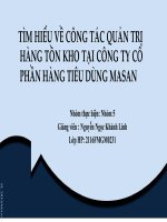 (TIỂU LUẬN) tiểu luận tìm HIỂU về CÔNG tác QUẢN TRỊ HÀNG tồn KHO tại CÔNG TY cổ PHẦN HÀNG TIÊU DÙNG MASAN 