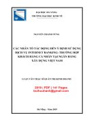 Luận văn Thạc sĩ Quản trị kinh doanh: Các nhân tố tác động đến ý định sử dụng dịch vụ internet banking - Trường hợp khách hàng cá nhân tại Ngân hàng Xây dựng Việt Nam