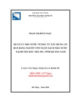 Luận văn Thạc sĩ Quản lý kinh tế: Quản lý nhà nước về đầu tư xây dựng cơ bản bằng nguồn vốn ngân sách nhà nước tại huyện bắc Trà My, tỉnh Quảng Nam