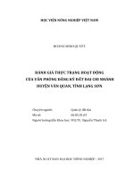 Luận văn thạc sĩ VNUA đánh giá thực trạng hoạt động của văn phòng đăng ký đất đai chi nhánh huyện văn quan, tỉnh lạng sơn 