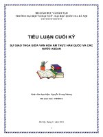 (TIỂU LUẬN) TIỂU LUẬN CUỐI kỳ sự GIAO THOA GIỮA văn hóa ẩm THỰC hàn QUỐC và các nước ASEAN 