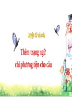 Thêm trạng ngữ chỉ phương tiện cho câu