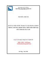 Luận văn Thạc sĩ Quản lý kinh tế: Quản lý nhà nước về đầu tư xây dựng cơ bản trong chương trình nông thôn mới trên địa bàn tỉnh Quảng Nam