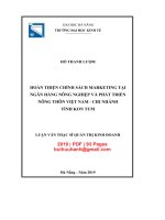 Luận văn Thạc sĩ Quản trị kinh doanh: Hoàn thiện chính sách marketing tại Ngân hàng Nông nghiệp và Phát triển nông thôn Việt Nam - Chi nhánh tỉnh Kon Tum