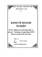 (TIỂU LUẬN) tiểu luận nghiên cứu chất lượng dịch vụ internet banking của ngân hàng TMCP đầu tư và phát triển việt nam (BIDV) 