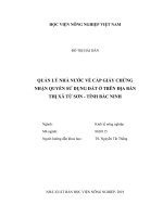 Luận văn thạc sĩ VNUA quản lý nhà nước về cấp giấy chứng nhận quyền sử dụng đất ở trên địa bàn thị xã từ sơn   tỉnh bắc ninh 