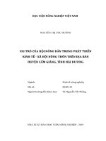 Luận văn thạc sĩ VNUA vai trò của hội nông dân trong phát triển kinh tế xã hội nông thôn trên địa bàn huyện cẩm giàng, tỉnh hải dương 