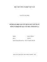 Luận văn thạc sĩ VNUA đánh giá hiệu quả sử dụng đất sản xuất nông nghiệp huyện vân hồ, tỉnh sơn la 