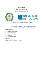 TIỂU LUẬN môn MARKETING căn bản đề bài  PHÂN TÍCH môi TRƯỜNG KINH DOANH của CÔNG TY cổ PHẦN sữa VIỆT NAM VINAMILK 