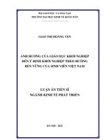 Ảnh hưởng của giáo dục khởi nghiệp đến ý định khởi nghiệp theo hướng bền vững của sinh viên việt nam 