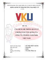 (TIỂU LUẬN) ỨNG DỤNG hệ THỐNG QUẢN lý CHUỖI CUNG ỨNG (SCM) của CÔNG TY cổ PHẦN ACECOOK VIỆT NAM 